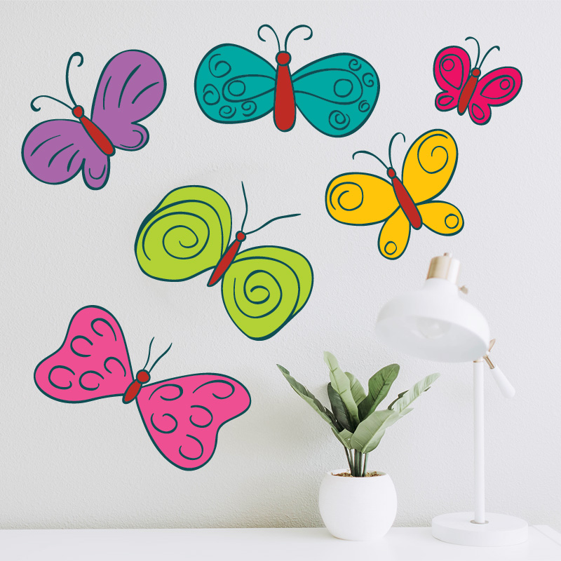 Αυτοκόλλητο τοίχου Χρωματστές Πεταλούδες